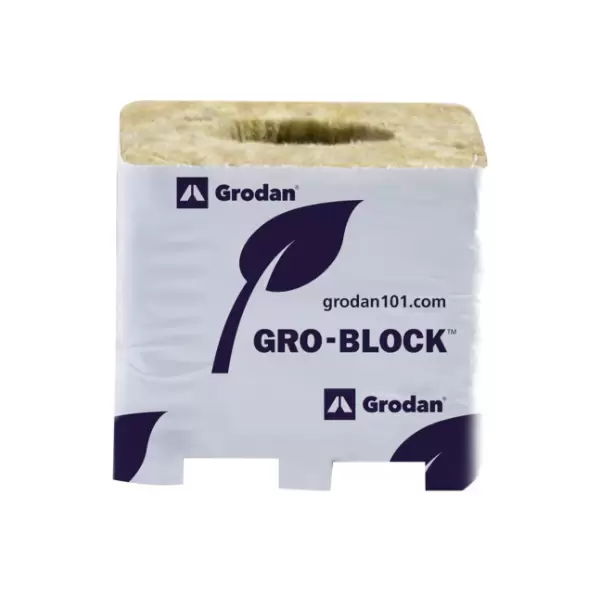 Grodan Improved 4 Block, 3Inches x 3Inches x 2.5Inches, no hole, shrink wrapped, on strip, case of 384